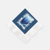 青い沿岸結婚生物 縁ありカクテルナプキン (角)