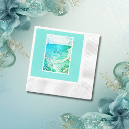 青い沿岸結婚生物 縁ありカクテルナプキン