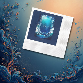 青い沿岸結婚生物 縁ありカクテルナプキン