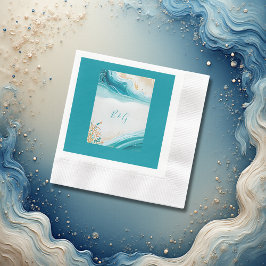 青い沿岸結婚生物 縁ありカクテルナプキン