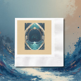 青い沿岸結婚生物 縁ありカクテルナプキン