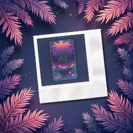 青い沿岸結婚生物 縁ありカクテルナプキン