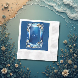 青い沿岸結婚生物 縁ありカクテルナプキン