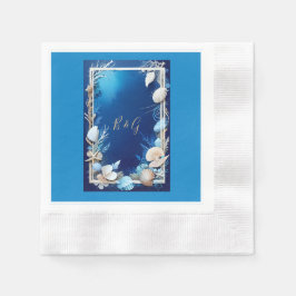 青い沿岸結婚生物 縁ありカクテルナプキン