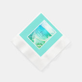 青い沿岸結婚生物 縁ありカクテルナプキン (角)