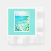 青い沿岸結婚生物 縁ありカクテルナプキン (正面)