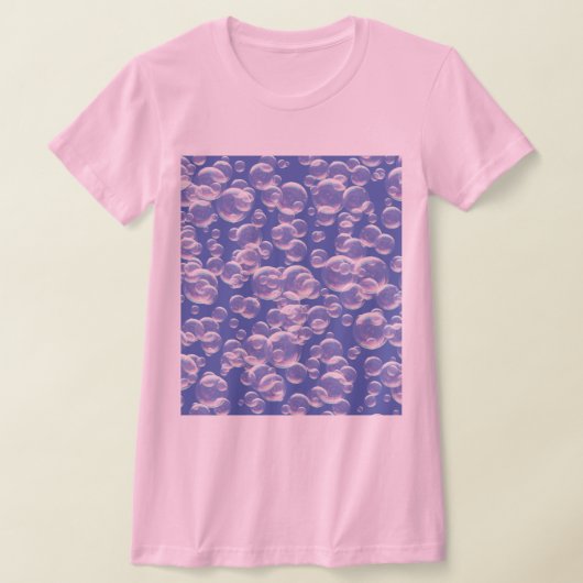 青い泡が可愛いピンク Tシャツ (レイダウン)
