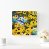 青い泡が浮かぶ！ スクエア壁時計 (ホーム)