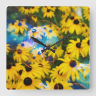 青い泡が浮かぶ！ スクエア壁時計