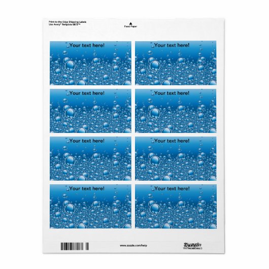 青い泡の背景 ラベル (フルシート)