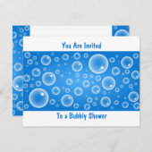 青い泡は、あなた招待されは、泡立つシャワーに 招待状 (正面/裏面)