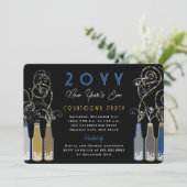 青い泡立つボトルが大晦日のパーティーを渦巻く 招待状 (スタンド正面)