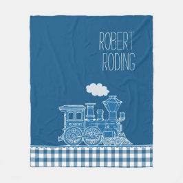 青い泡立て蒸気列車の白っぽいグラフィック フリースブランケット