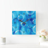 青い泡 スクエア壁時計 (ホーム)