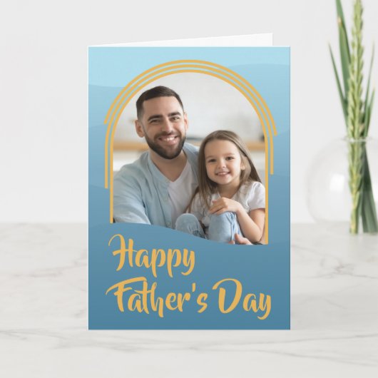 青い波とアーチ付きの5"x7"父のデイカード カード (正面)