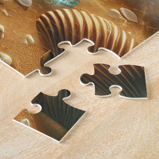 青い波と海のガラスを持つ魔法の海岸線 ジグソーパズル (側面)