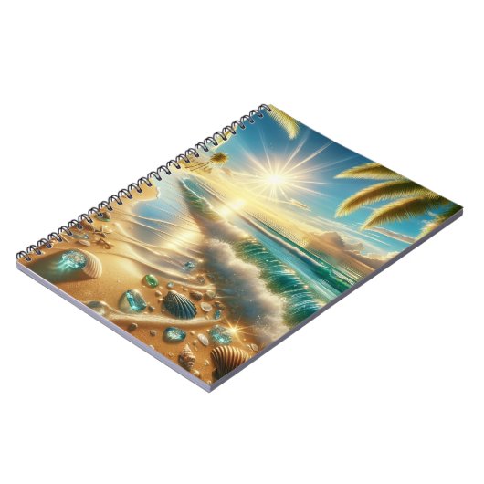 青い波と海のガラスを持つ魔法の海岸線 ノートブック (左側)