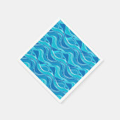 青い波と白い部族の模様 スタンダードカクテルナプキン (角)
