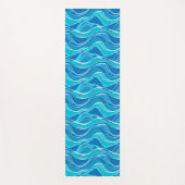 青い波と白い部族の模様 ヨガマット (正面)