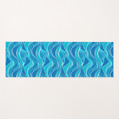 青い波と白い部族の模様 ヨガマット (正面(横))