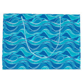 青い波と白い部族の模様 ラージペーパーバッグ (裏面)