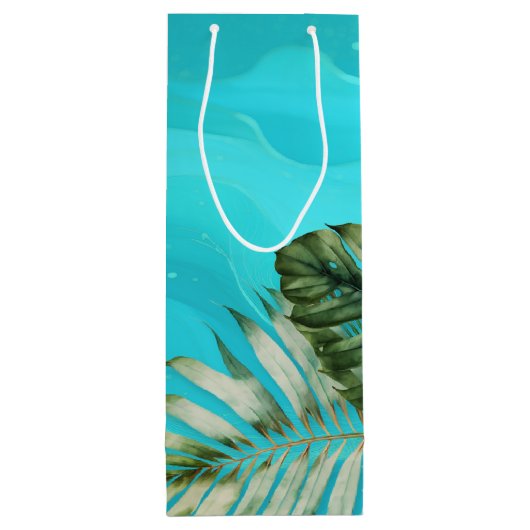 青い波のウェディングシャワーパーティーファヴォリギフトバッグ ワインギフトバッグ (裏面)