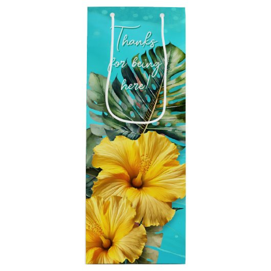 青い波のウェディングシャワーパーティーフェイバープレゼントバッグ ワインギフトバッグ (正面)