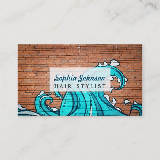 青い波のクールな壁の壁の落書き 名刺 (正面)
