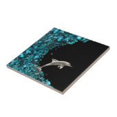 青い波のタイルのイルカ タイル (側面)