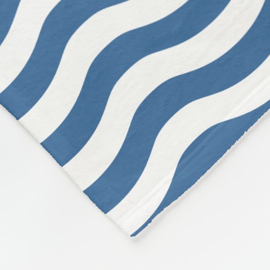 青い波のネイビーの白いパタカスタマイズーン背景 フリースブランケット (角)