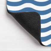 青い波のネイビーの白いパタカスタマイズーン背景 マウスパッド (コーナー)