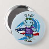 青い波の大きく青いボタン 缶バッジ (正面&裏面)