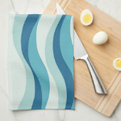青い波の影のパターン キッチンタオル (四つ折り)
