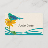 青い波の景色の庭の鳥のヒマワリ 名刺 (裏面)