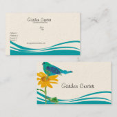 青い波の景色の庭の鳥のヒマワリ 名刺 (正面/裏面)
