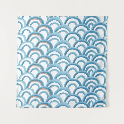 青い波の水の色、シームレス絵画な。 タペストリー (正面)