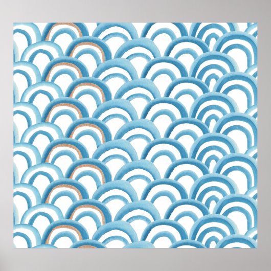 青い波の水の色、シームレス絵画な。 ポスター (正面)