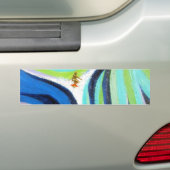 青い波の波のサーフィンのサーファーの芸術の絵画 バンパーステッカー (車上)