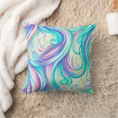 青い波の渦巻きパターンと渦巻きパターン クッション (ブランケット)
