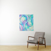 青い波の渦巻きパターンと渦巻きパターン タペストリー (インサイチュ)