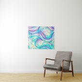 青い波の渦巻きパターンと渦巻きパターン タペストリー (インサイチュ(横))