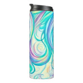 青い波の渦巻きパターンと渦巻きパターン タンブラー (回転右)