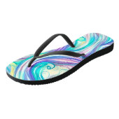 青い波の渦巻きパターンと渦巻きパターン ビーチサンダル (アングル)