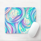 青い波の渦巻きパターンと渦巻きパターン マウスパッド (マウス)