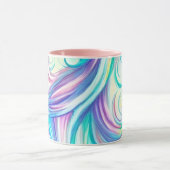 青い波の渦巻きパターンと渦巻きパターン マグカップ (中央)