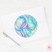 青い波の渦巻きパターンと渦巻きパターン ラウンドシール (封筒)