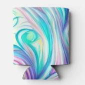 青い波の渦巻きパターンと渦巻きパターン 缶クーラー (裏面)