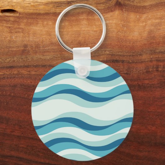 青い波の濃淡パターン キーホルダー (正面)