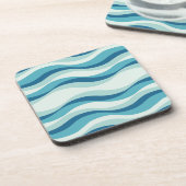 青い波の濃淡パターン コースター (左側)