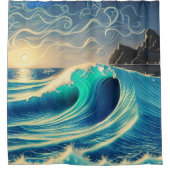 青い波の輝き シャワーカーテン (正面)